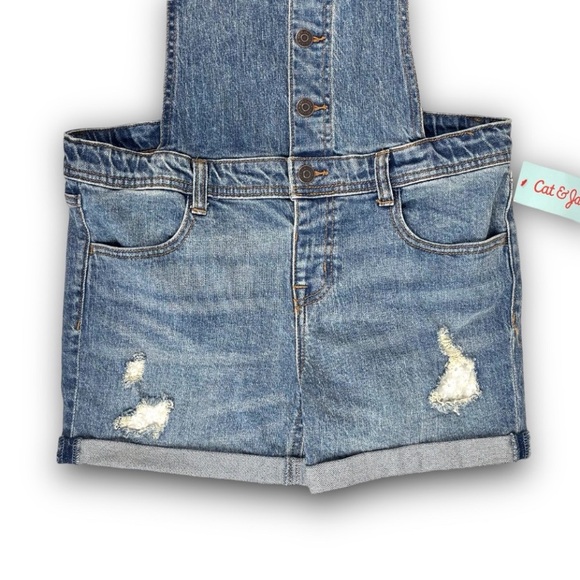 ❤️ NWT CAT & JACK Rolled Hem Denim Shortalls Overall Shorts Classic 80s 90s - Picture 5 of 11